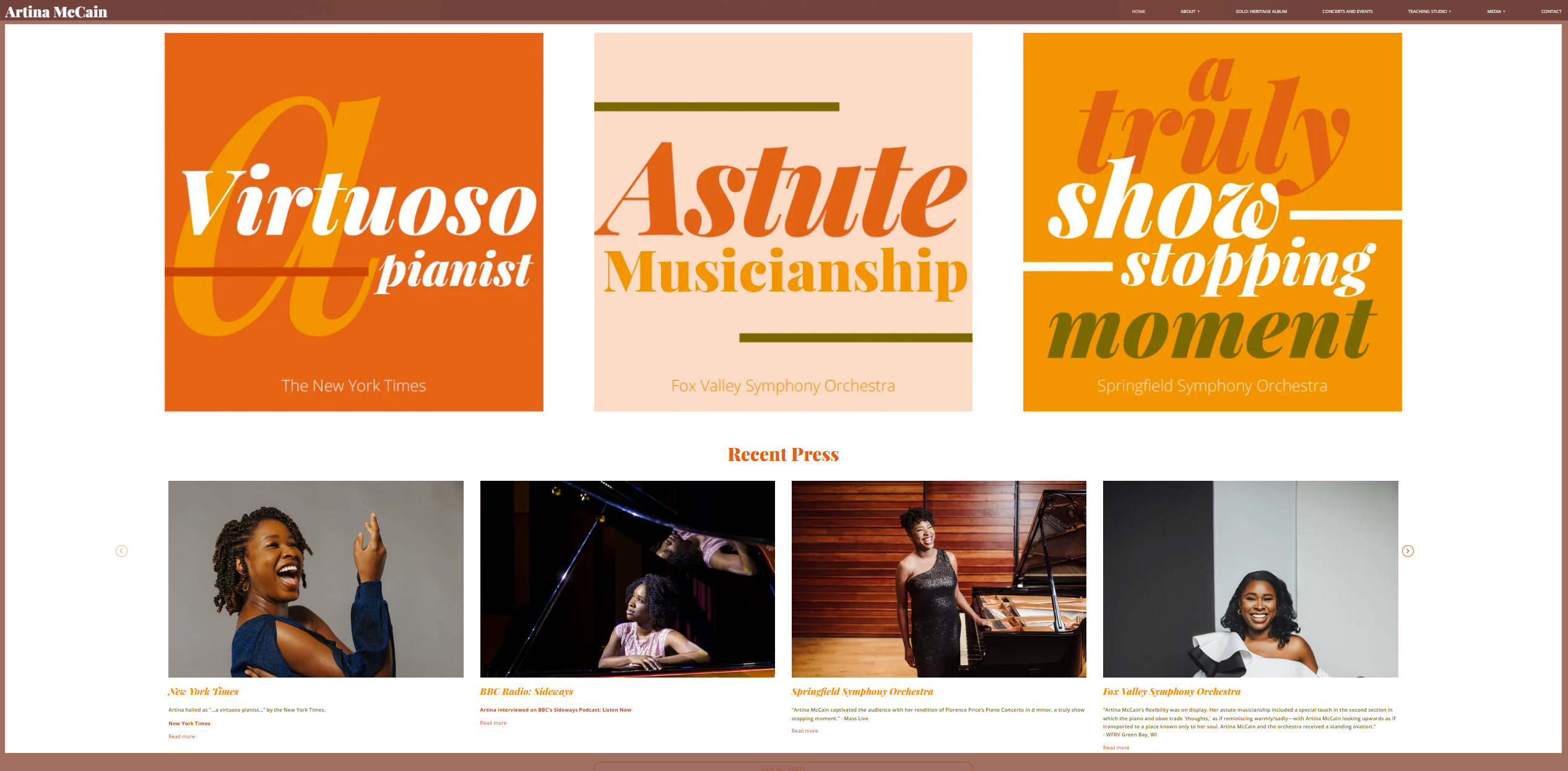 Artina McCain Website made by CreateDev